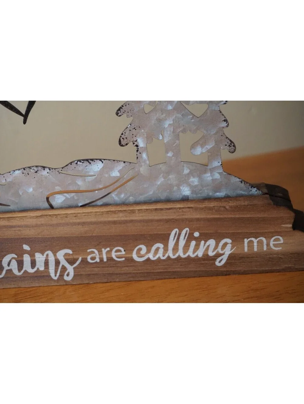 Mountains Calling Metal Sculpture Sign Forest Rustic Lodge Cabin Home Decor New